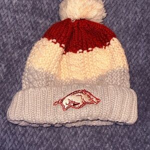 Cozy Red and Cream Kids Knit Beanie